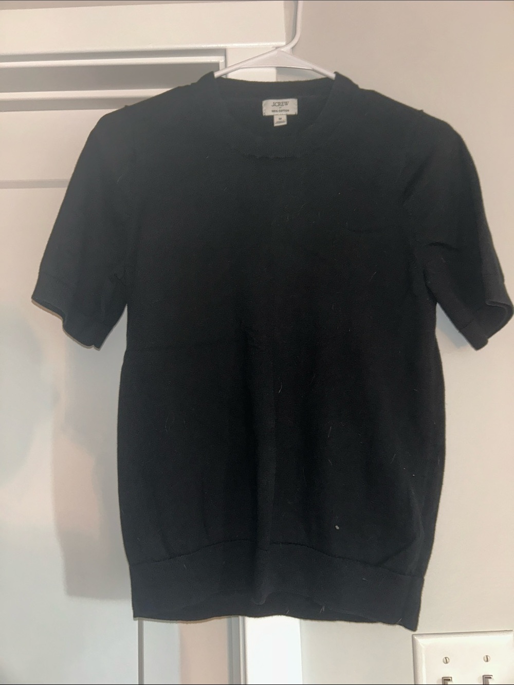 J. Crew Black Short-Sleeve Crewneck Sweater Top